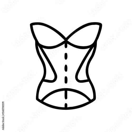 Lace corset outline in minimal style on a white background  