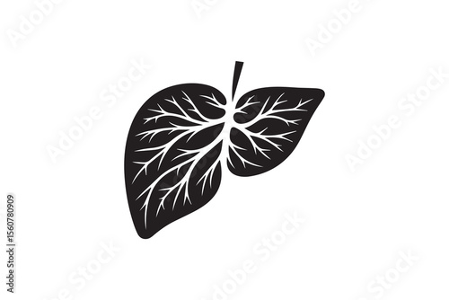 A liver silhouette with a simple, understated design set against a white background Simple