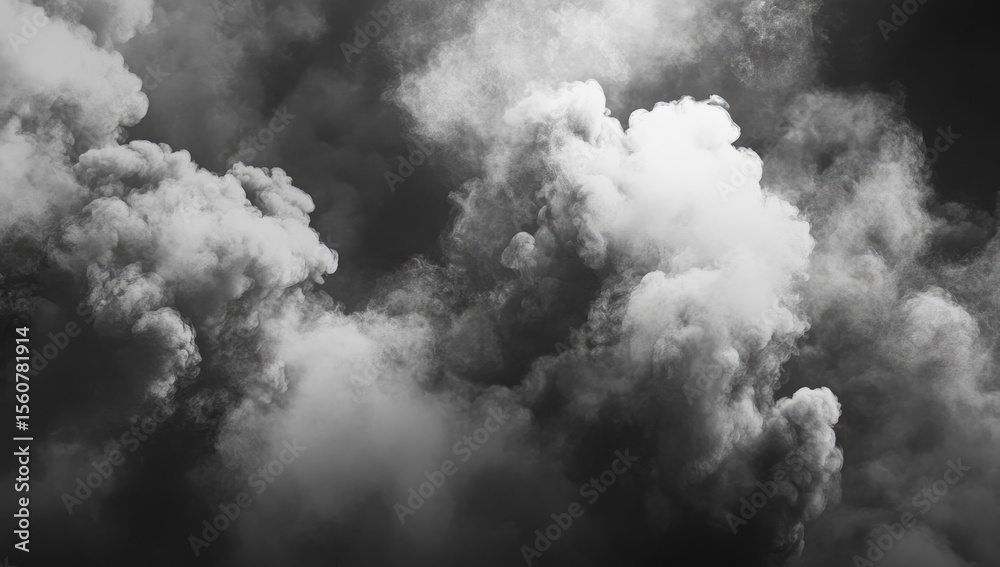 Obraz premium Dense, billowing smoke clouds in grayscale