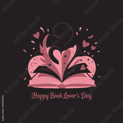 Happy Book Lovers Day Vector Illustration,
Open Book with Floral Elements Design,
Book Lovers Day Typography Art,
Elegant Open Book with Stars and Hearts,
Minimalist Book Lovers Day Celebration,