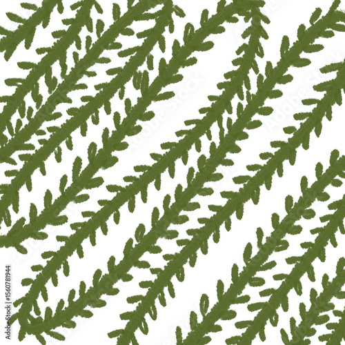 green leaves trendils seamless pattern