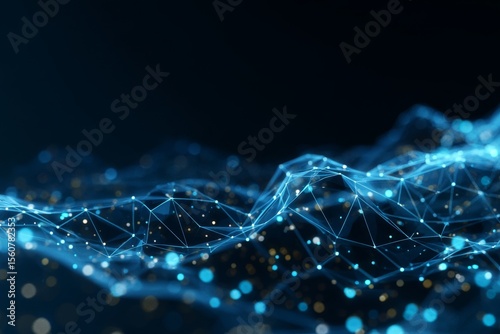Abstract Digital Landscape with Interconnected Points Symbolizing Virtual Communication and Networks