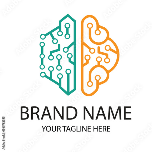 Brain logo design template, human brain vector on white background