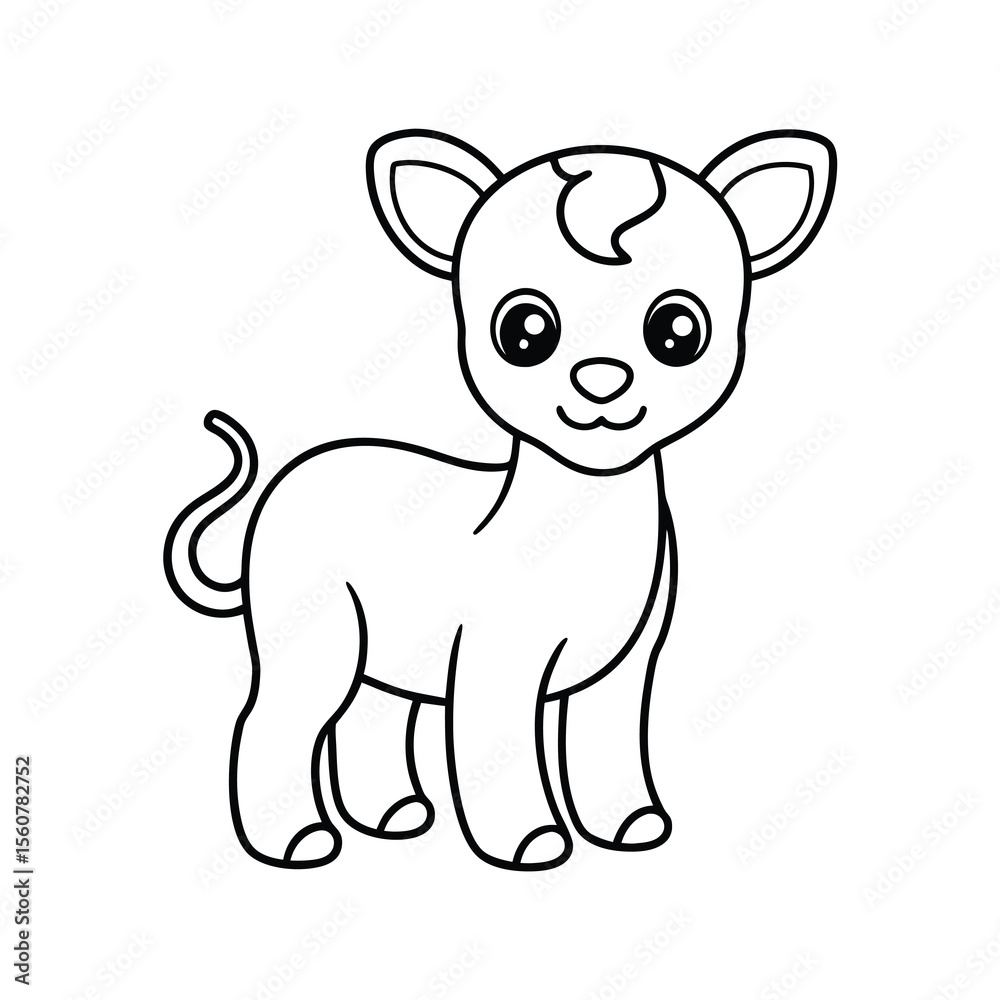 Naklejka premium baby animal cute line art 