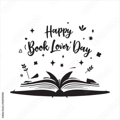 Happy Book Lovers Day Vector Illustration,
Open Book with Floral Elements Design,
Book Lovers Day Typography Art,
Elegant Open Book with Stars and Hearts,
Minimalist Book Lovers Day Celebration,
