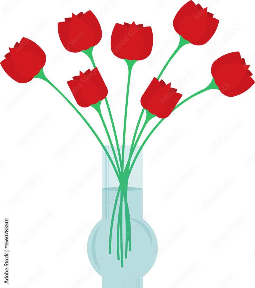 Obraz premium Bouquet of roses flowers in a glass vase with water