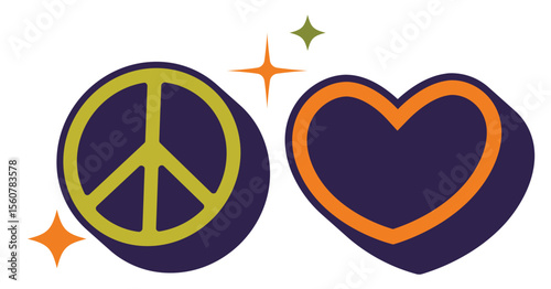 Peace Sign Love Heart Retro