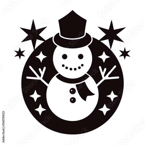 Stylish Snowman with Scarf Vector Illustration for Seasonal Use
