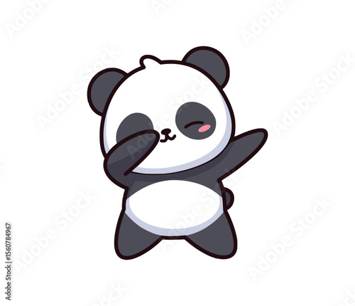 A joyful panda cub adorably strikes a dab pose radiating playful energy and contagious fun simple