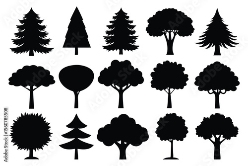 Tree silhouette set