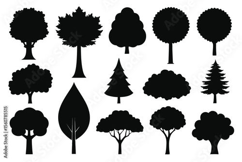 Tree silhouette set