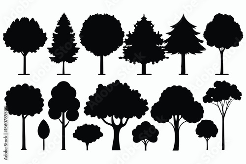 Tree silhouette set
