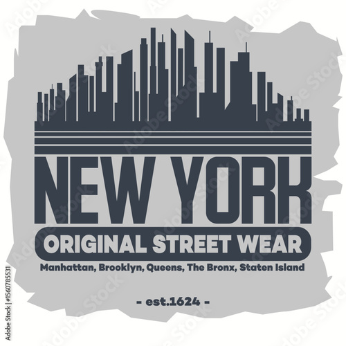Sport t-shirt graphics. New York City athletic apparel design. Vector