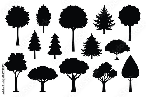 Tree silhouette set