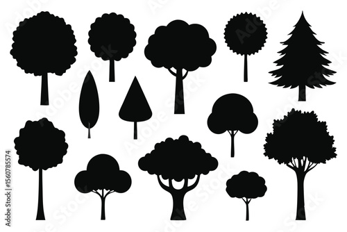 Tree silhouette set