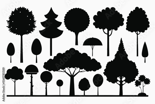 Tree silhouette set