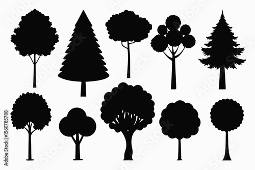 Tree silhouette set