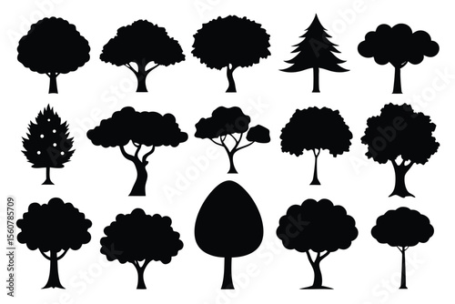 Tree silhouette set