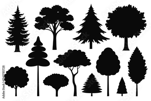 Tree silhouette set