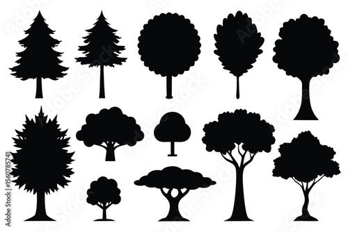 Tree silhouette set