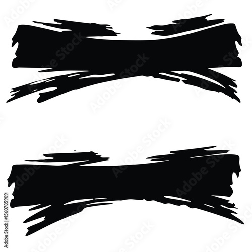 Abstract brushstroke elements in black with transparent background design assets