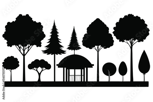 Tree silhouette set