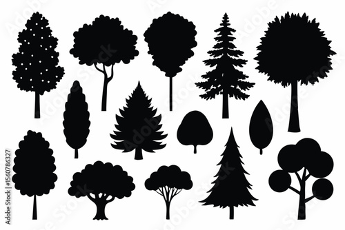 Tree silhouette set