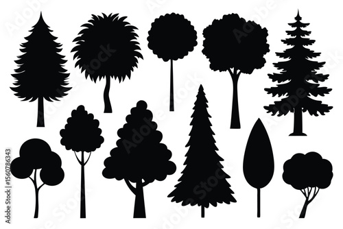 Tree silhouette set