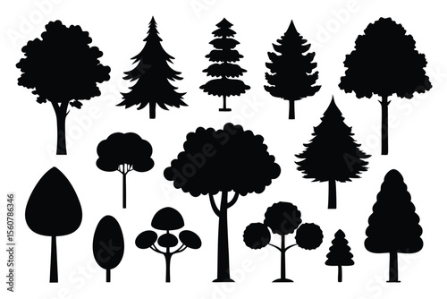 Tree silhouette set