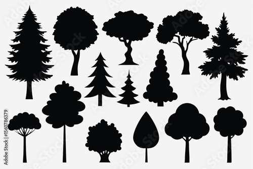 Tree silhouette set