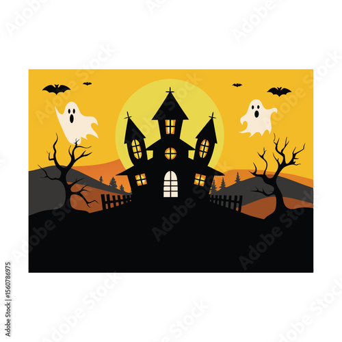 halloween background with haunted house