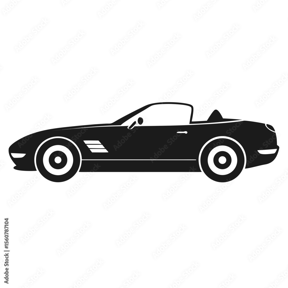 Black silhouette convertible car vector illustration on white background Black silhouette convertible car vector illustration on white background