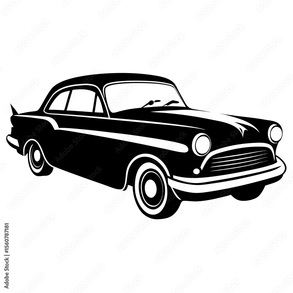 Obraz premium Classic black vintage car isolated on white background illustration