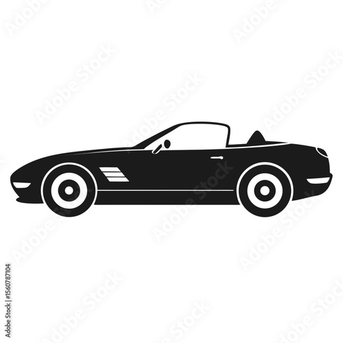 Black silhouette convertible car vector illustration on white background