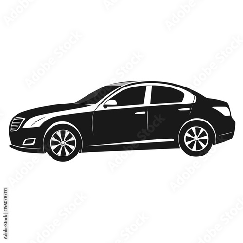 Sleek black sedan vector illustration for transportation and automotive design
