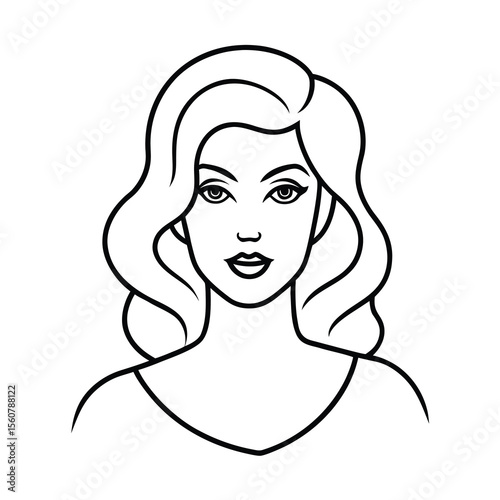 luxury beauty woman outline line art design