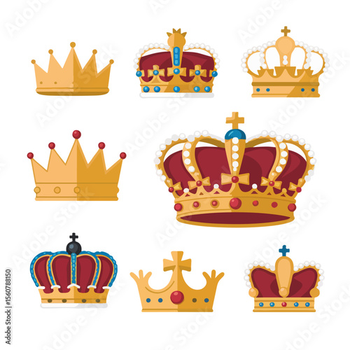 Premium Vector Collection of Royal Crowns and Fantasy Hat Icons for Creative Design and Branding Projects