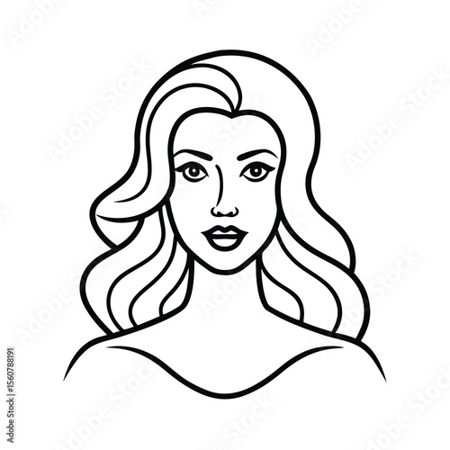 luxury beauty woman outline line art design