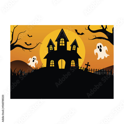 halloween background with house