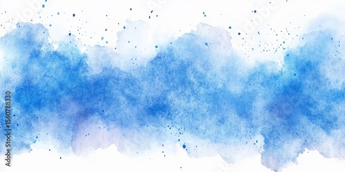 Abstract watercolor wash of varying shades of blue on white