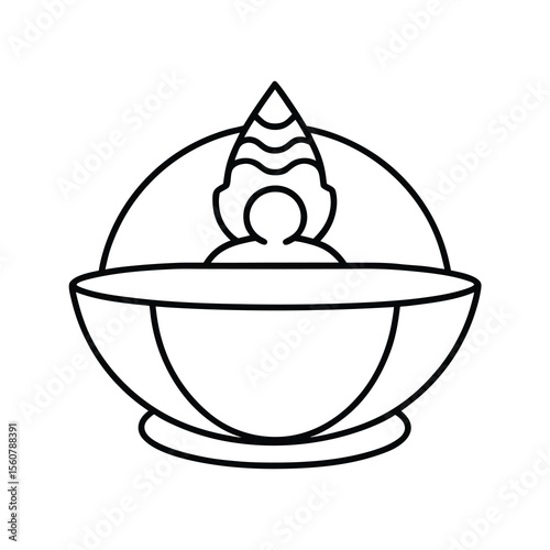 minimal buddha bowl line art illustration