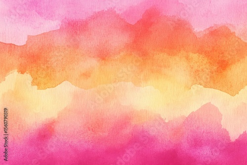 Abstract watercolor wash in soft, blended hues of pink, orange, and yellow