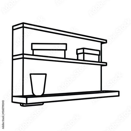 modern wall shelve sketch vector design art