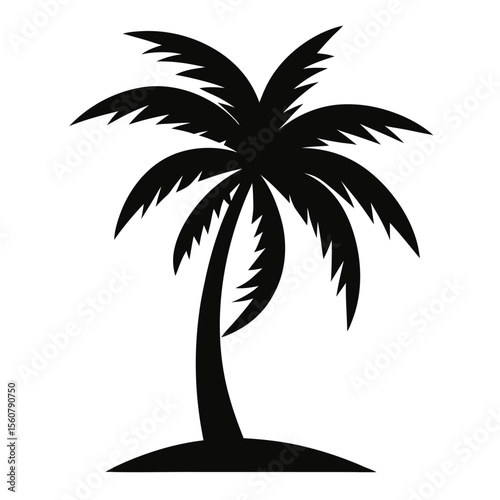 Black Palm Tree Silhouette Vector Graphic Isolated on White