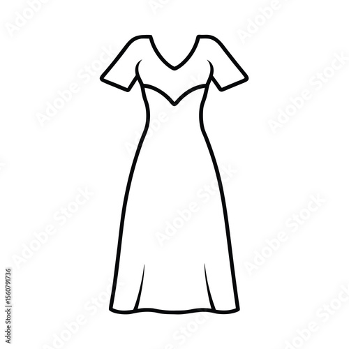 stylish nightgown vector outline drawing art