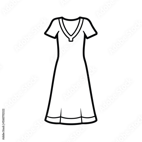 stylish nightgown vector outline drawing art