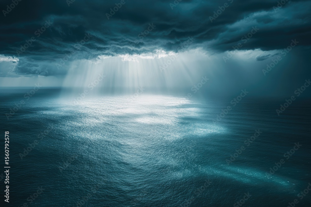 Fototapeta premium Sunlight piercing a stormy sea