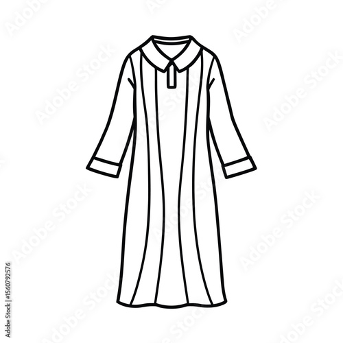 stylish nightgown vector outline drawing art