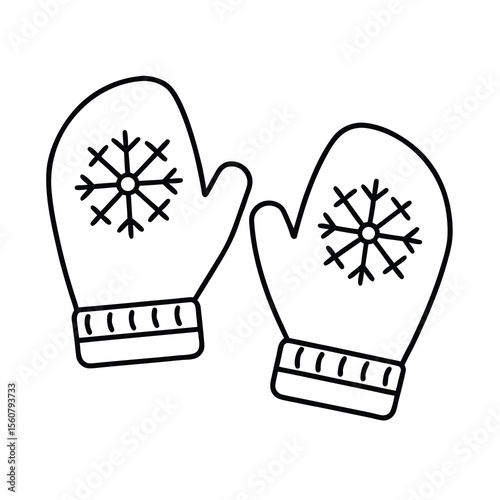 winter mittens line drawing vector art
