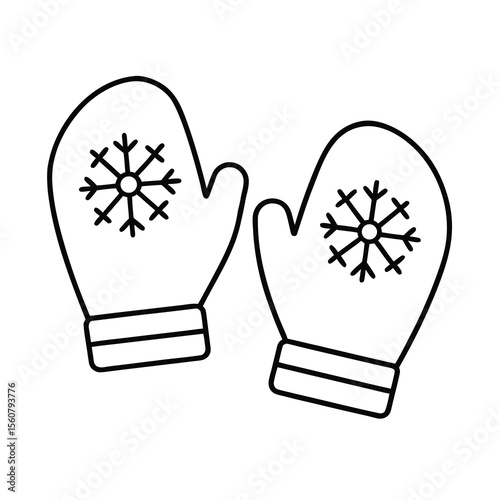 winter mittens line drawing vector art
